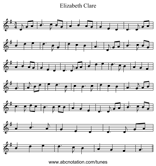 Elizabeth Clare - staff notation