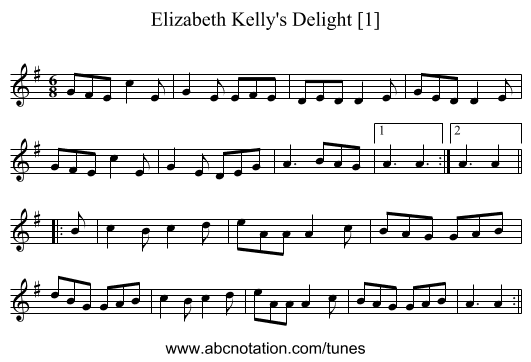 Elizabeth Kelly's Delight [1] - staff notation