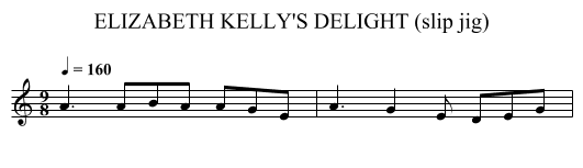 ELIZABETH KELLY'S DELIGHT (slip jig) - staff notation