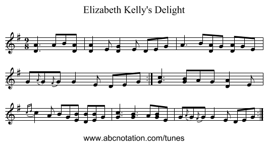 Elizabeth Kelly's Delight - staff notation