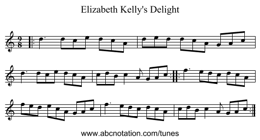 Elizabeth Kelly's Delight - staff notation