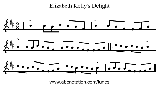 Elizabeth Kelly's Delight - staff notation