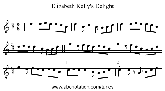 Elizabeth Kelly's Delight - staff notation