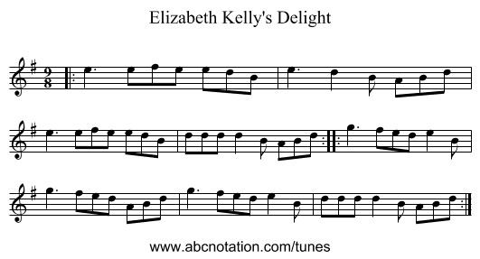 Elizabeth Kelly's Delight - staff notation