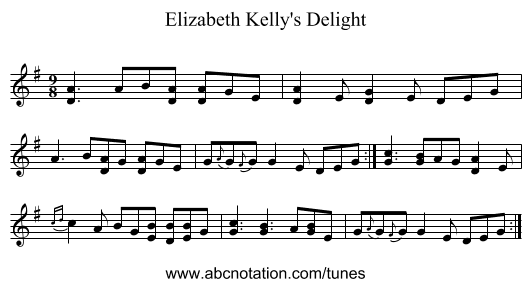 Elizabeth Kelly's Delight - staff notation