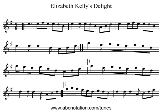 Elizabeth Kelly's Delight - staff notation