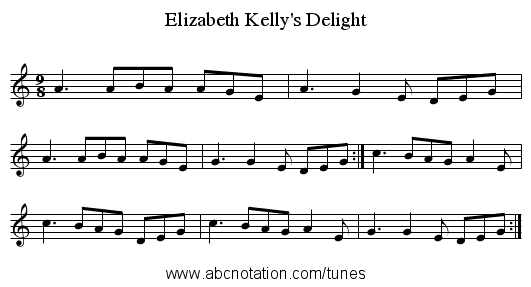 Elizabeth Kelly's Delight - staff notation
