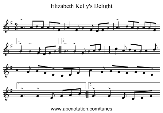 Elizabeth Kelly's Delight - staff notation