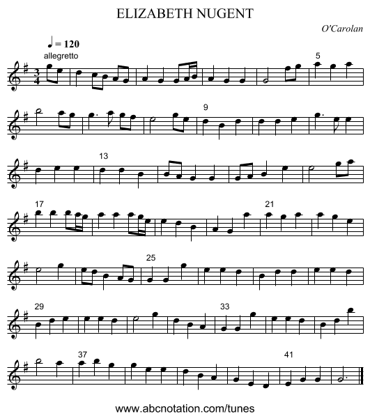 ELIZABETH NUGENT - staff notation