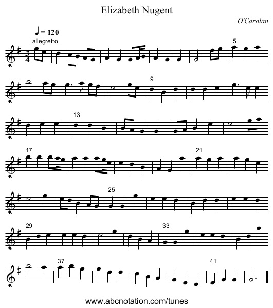 Elizabeth Nugent - staff notation