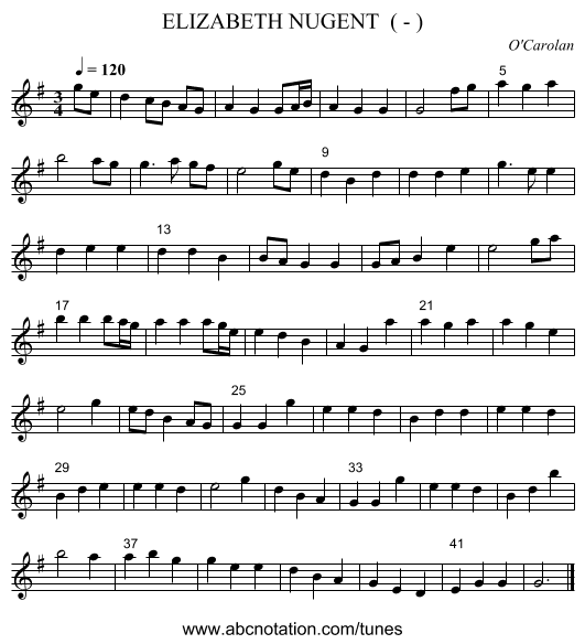 ELIZABETH NUGENT  ( - ) - staff notation