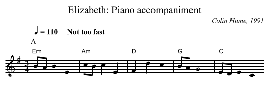 Elizabeth: Piano accompaniment - staff notation