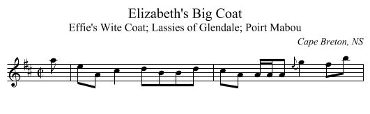 Elizabeth's Big Coat - staff notation