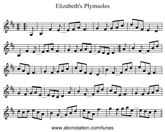 Elizabeth's Plymsoles - staff notation