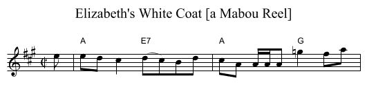 Elizabeth's White Coat [a Mabou Reel] - staff notation