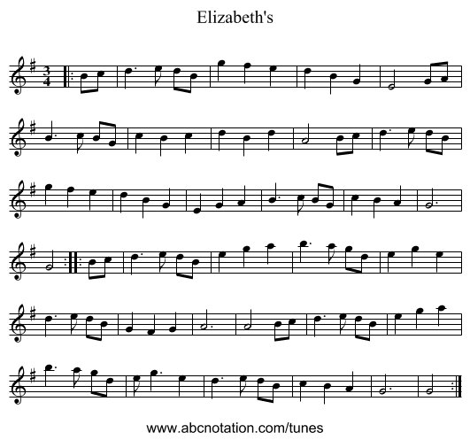 Elizabeth's - staff notation