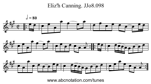 Eliz'h Canning. JJo8.098 - staff notation