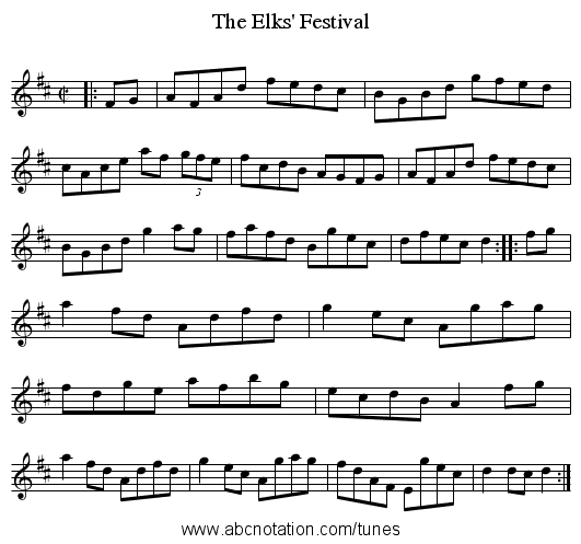 Elks' Festival, The - staff notation