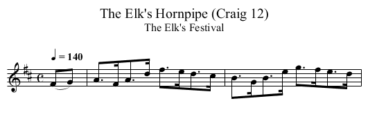 Elk's Hornpipe (Craig 12), The - staff notation