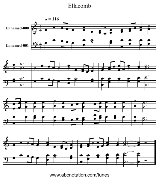 Ellacomb - staff notation
