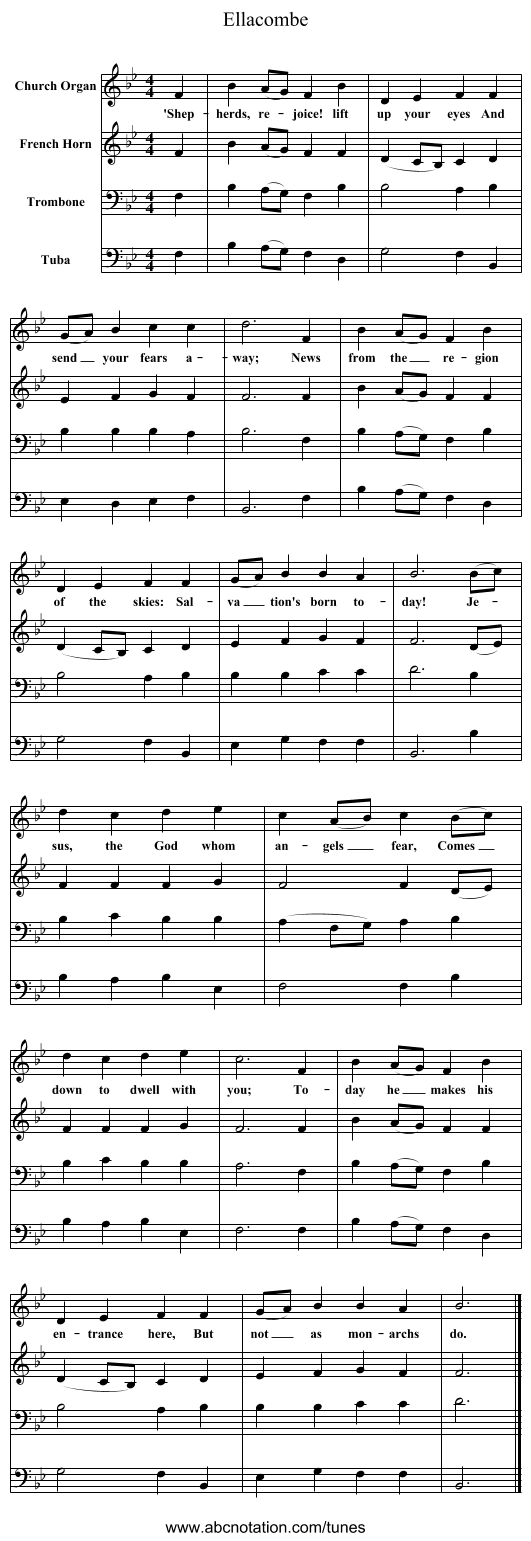 Ellacombe - staff notation