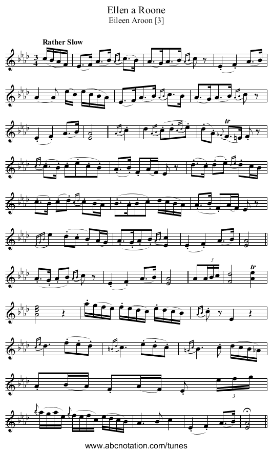 Ellen a Roone - staff notation