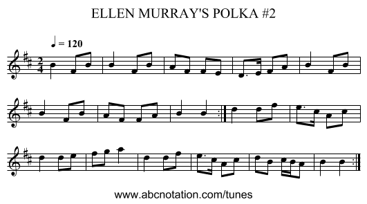 ELLEN MURRAY'S POLKA #2 - staff notation