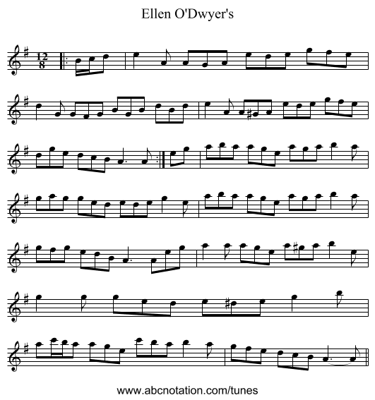 Ellen O'Dwyer's - staff notation