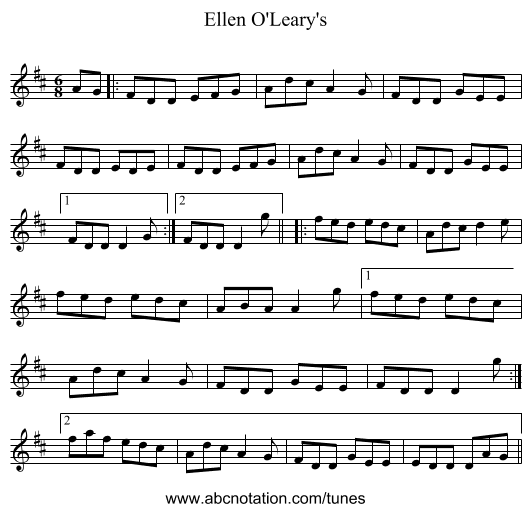 Ellen O'Leary's - staff notation