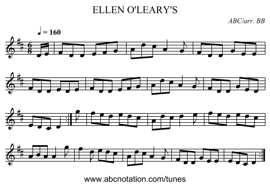 ELLEN O'LEARY'S - staff notation