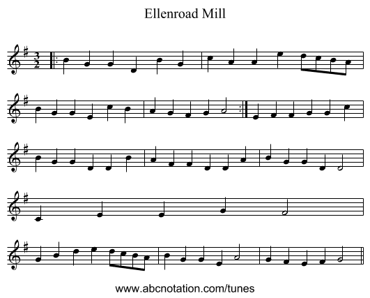 Ellenroad Mill - staff notation