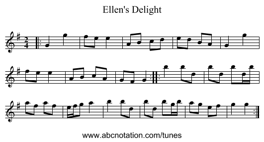 Ellen's Delight - staff notation