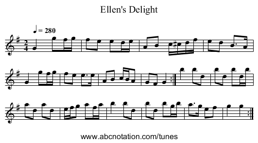 Ellen's Delight - staff notation
