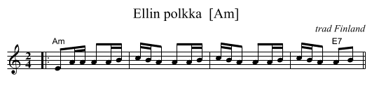 Ellin polkka  [Am] - staff notation