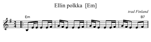 Ellin polkka  [Em] - staff notation