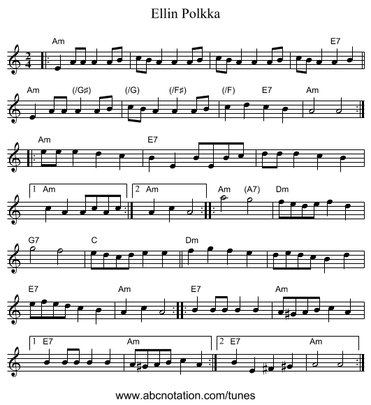 Ellin Polkka - staff notation