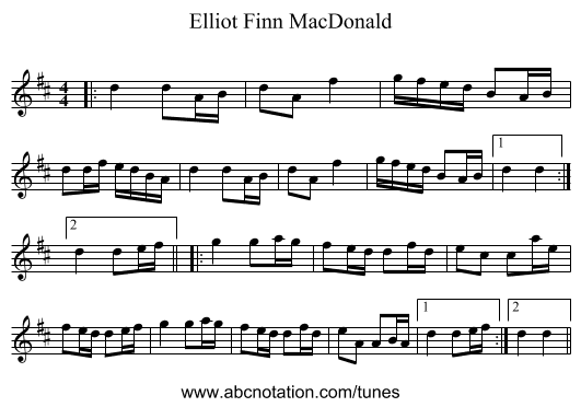 Elliot Finn MacDonald - staff notation