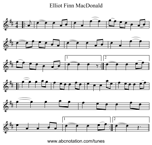 Elliot Finn MacDonald - staff notation