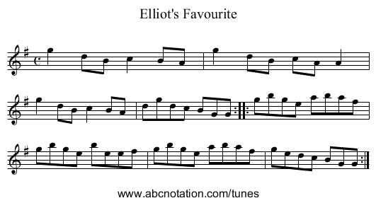 Elliot's Favourite - staff notation