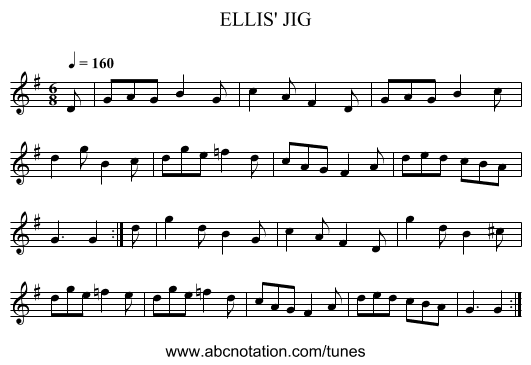 ELLIS' JIG - staff notation