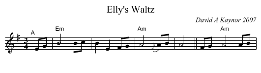 Elly's Waltz - staff notation