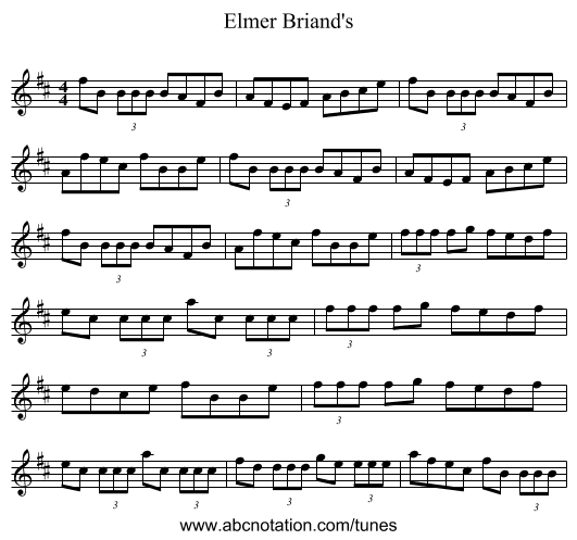 Elmer Briand's - staff notation