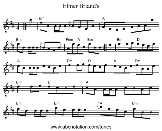 Elmer Briand's - staff notation
