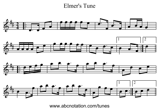 Elmer's Tune - staff notation