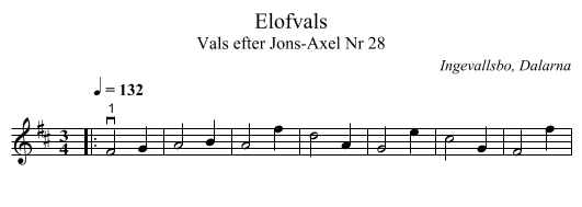 Elofvals - staff notation