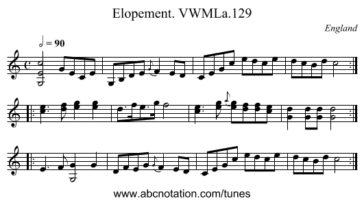 Elopement. VWMLa.129 - staff notation