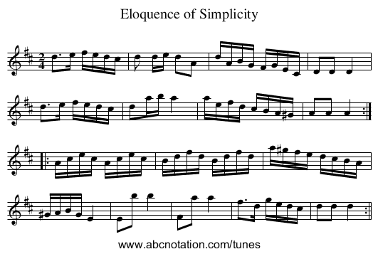 Eloquence of Simplicity - staff notation