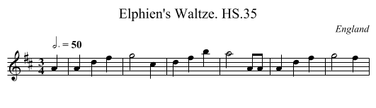 Elphien's Waltze. HS.35 - staff notation