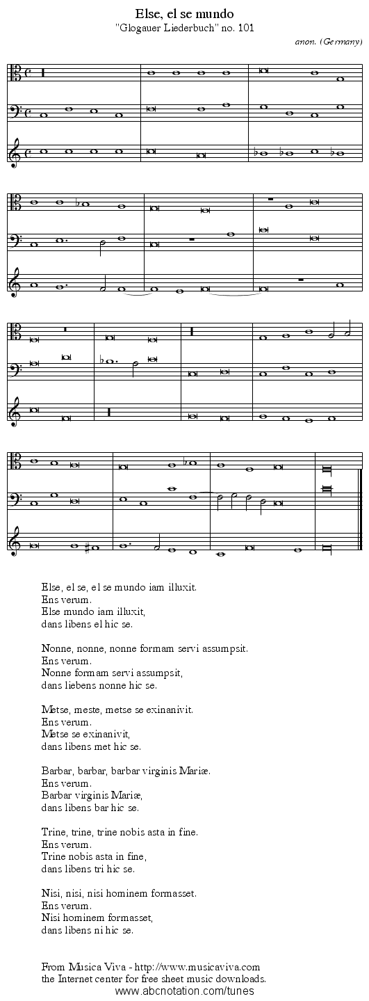 Else, el se mundo - staff notation