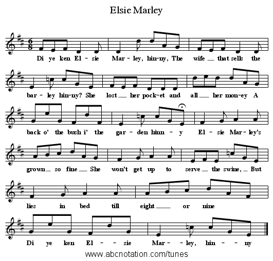 Elsie Marley - staff notation